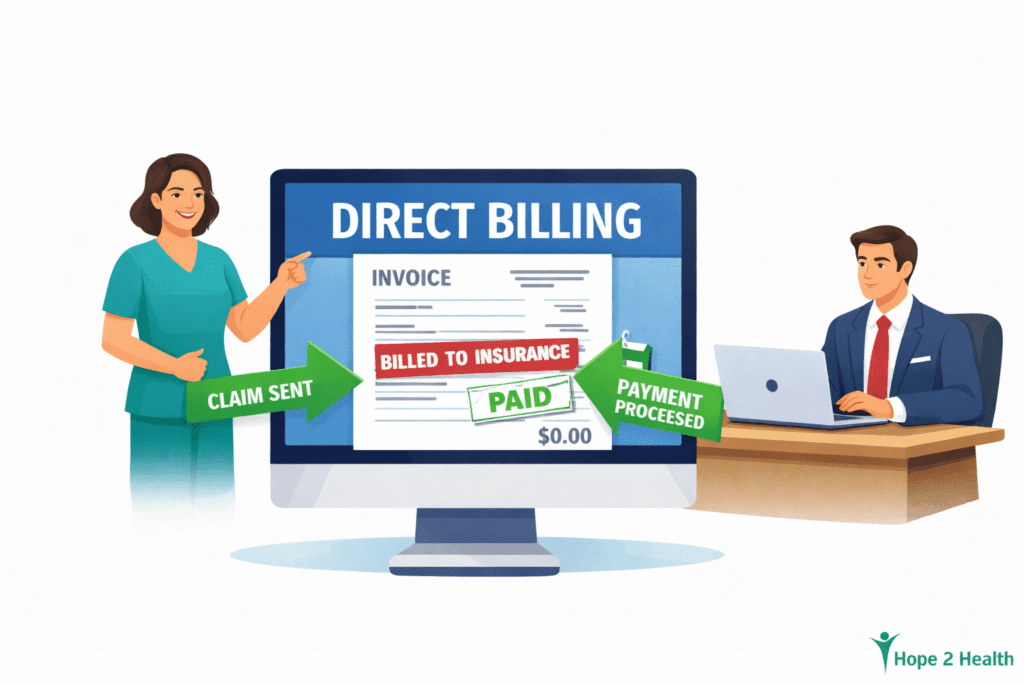 Direct Billing with the insurance company Direct Billing with the insurance company