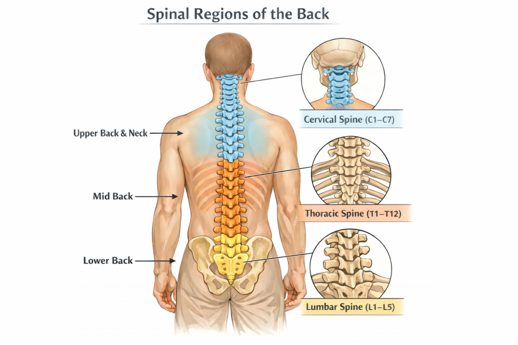 Spinal regions of the back - Back Pain
